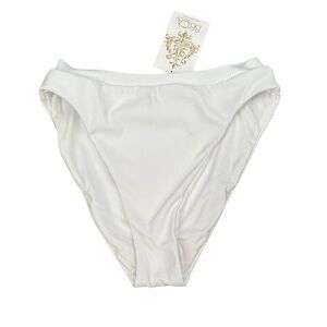 NWT BECCA High Waist Ribbed White Bikini Swim Bottoms Medium